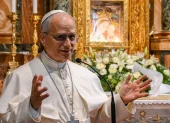 León XIV en el santuario de la Virgen del Buen Consejo en Genazzano