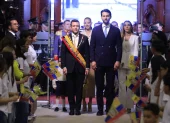 Daniel Noboa y Niel Olsen al ingreso del Pleno de la Asamblea Nacional para el Informe a la Nación de 2026.