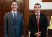 El senador Bernie Moreno fue recibido por el presidente Daniel Noboa en el Palacio de Carondelet, en Quito.