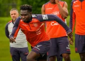 Jordy Caicedo en el entrenamiento de Ecuador para el duelo ante Arabia Saudita.