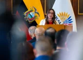La oficialista Mishel Mancheno presentó el proyecto de Ley Antimafias, este 1 de junio del 2026.