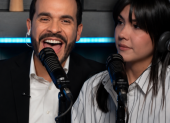 El candidato Abelardo De La Espriella y la periodista Laura Rodríguez.