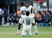 Jordy Caicedo cobró el penal de Ecuador y su festejo ante Guatemala.