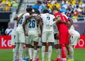 Los jugadores de la Selección de Ecuador previo al partido con Guatemala.