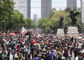 Protestas en Ciudad de México, en inmediaciones del estadio Azteca.