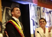 Daniel Noboa y María José Pinto en el evento de Informe a la Nación del 24 de mayo de 2026.