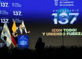 Miguel Ángel González, presidente de la Cámara de Comercio de Guayaquil, en el discurso por los 137 años del gremio.