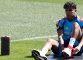 Lamine Yamal, el pasado sábado en un entrenamiento con España.
