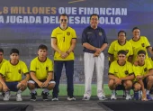 El presidente de la República, Daniel Noboa durante su visita en El Empalme