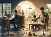Una representación visual que contrasta el modelo de trabajo tradicional con la integración de la vida familiar