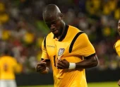 Enner Valencia celebra uno de sus goles con la selección de Ecuador.