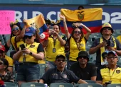 Aficionados animan su equipo este domingo, previo a un partido del grupo E del Mundial de la FIFA 2026 entre Costa de Marfil y Ecuador