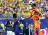 Ecuador vs. Costa de Marfil: Alan Minda (14) estrelló el balón en el travesaño.