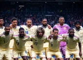 La selección de Curazao posa antes de uno de sus encuentros en el Mundial de la FIFA 2026.