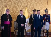 Daniel Noboa recibe las cartas credenciales de monseñor Dagoberto Campos Salas como nuevo nuncio apostólico en Ecuador.