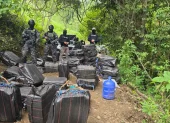 Lagentes localizaron un centro de acopio temporal donde se hallaron 50 bultos con cientos de paquetes rectangulares de cocaína.