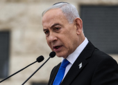 Imagen de archivo de Benjamín Netanyahu en un acto oficial, mientras hoy descarta retirar tropas del Líbano pese al pacto entre EE. UU. e Irán.