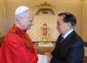 El Papa León XIV reunido con el presidente de Perú, José María Balcázar Zelada, en la Ciudad del Vaticano, 18 de junio de 2026.