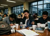 Imagen simbólica de estudiantes universitarios agobiados por exámenes, por lo que según el estudio de la Universidad Central, consumen estimulantes.