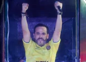 El candidato de extrema derecha Abelardo de la Espriella en discurso de celebración en Barranquilla tras la victoria en las elecciones de Colombia.