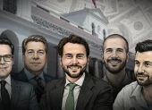 Ilustración para graficar este artículo sobre el poder económico del círculo cercano del presidente Daniel Noboa.