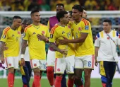 Jugadores de Colombia celebran la victoria ante Congo en el estadio Akron en Guadalajara (México).