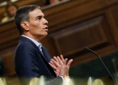 El presidente del Gobierno, Pedro Sánchez, durante su alegato final a los grupos opositores este miércoles en el Congreso de los Diputados en Madrid.