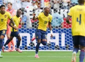 Mundial 2026: Nilson Angulo (c), autor del primer gol de Ecuador, ante Alemania.