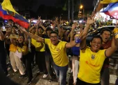 La celebración de los ecuatorianos porque La Tri ganó 2-1 a Alemania.