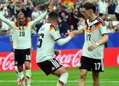 Deniz Undav de Alemania (C) celebra marcar el 6-1 con su compañero Florian Wirtz durante el partido de la fase de grupos de la Copa Mundial de la FIFA 2026.
