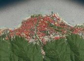 Mapa interactivo de la NASA que identifica en rojo edificios de Caraballeda, La Guaira, con más de 75 % de probabilidad de daños tras el terremoto.