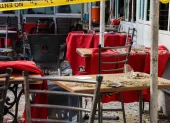 Cinta policial en el lugar de la explosión en una cafetería en el centro de Damasco, Siria, el 2 de julio de 2026.