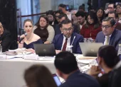 Los asambleístas Blasco Luna, Lenín Barreto y Mónica Palacios sustentaron la acusación contra Inés Manzano con base en observaciones de la Contraloría.