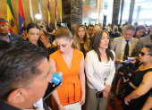 La bancada de la Revolución Ciudadana respaldó a Pabel Muñoz ante la sesión del Tribunal Contencioso Electoral por un caso de presunta violencia política de género.