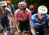El ciclista ecuatoriano llegó a liderar en solitario la competencia a 18 kilómetros de la meta, hasta que fue alcanzado por los líderes.