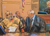 Representación gráfica de Ismael 'El Mayo' Zambada durante una audiencia en Estados Unidos.