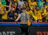 Darío Benedetto, delantero argentino, celebrando uno de sus goles de Barcelona SC.