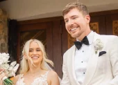 MrBeast y Thea Booysen durante su ceremonia de matrimonio en una isla privada del Caribe.