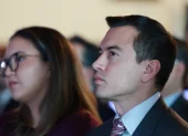 Daniel Noboa en un acto oficial anterior, en medio de su agenda pública.