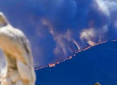 Incendio registrado en Burgohondo (centro de España), uno de los múltiples fuegos forestales que asolan el país este verano.