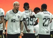 Los jugadores del Atlético Mineiro celebran uno de los goles contra Palmeiras.