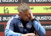 Cristian Nasuti, DT de Emelec, en a rueda de prensa tras caer ante Deportivo Cuenca.