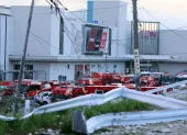 Vista del edificio Aeon Mall Kumamoto, gravemente dañado, en Kashima, prefectura de Kumamoto, suroeste de Japón, 29 de julio de 2026.