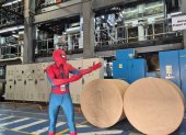 Spider-Man en la rotativa de Diario Expreso