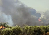 Vista del incendio en el área de Fichtia de la Argólida, en la región griega del Peloponeso.