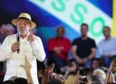 El presidente de Brasil, Luiz Inácio Lula da Silva, reacciona en la convención nacional del Partido de los Trabajadores de Brasil (PT) , en Sao Paulo (Brasil).