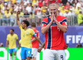 Erling Haaland en el partido entre Noruega y Brasil, en el Mundial 2026.