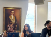 En el 196 período de sesiones de la CIDH, delegados de Ecuador hablaron sobre políticas de seguridad y derechos humanos. En los extremos Juanita Francis y Jimmy Ocles.