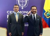 El presidente de Ecuador, Daniel Noboa, junto al presidente de Colombia, Abelardo de la Espriella, en acto oficial de posesión del mandatario colombiano.