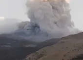 El volcán presenta expulsión de cenizas y emisión de gases.